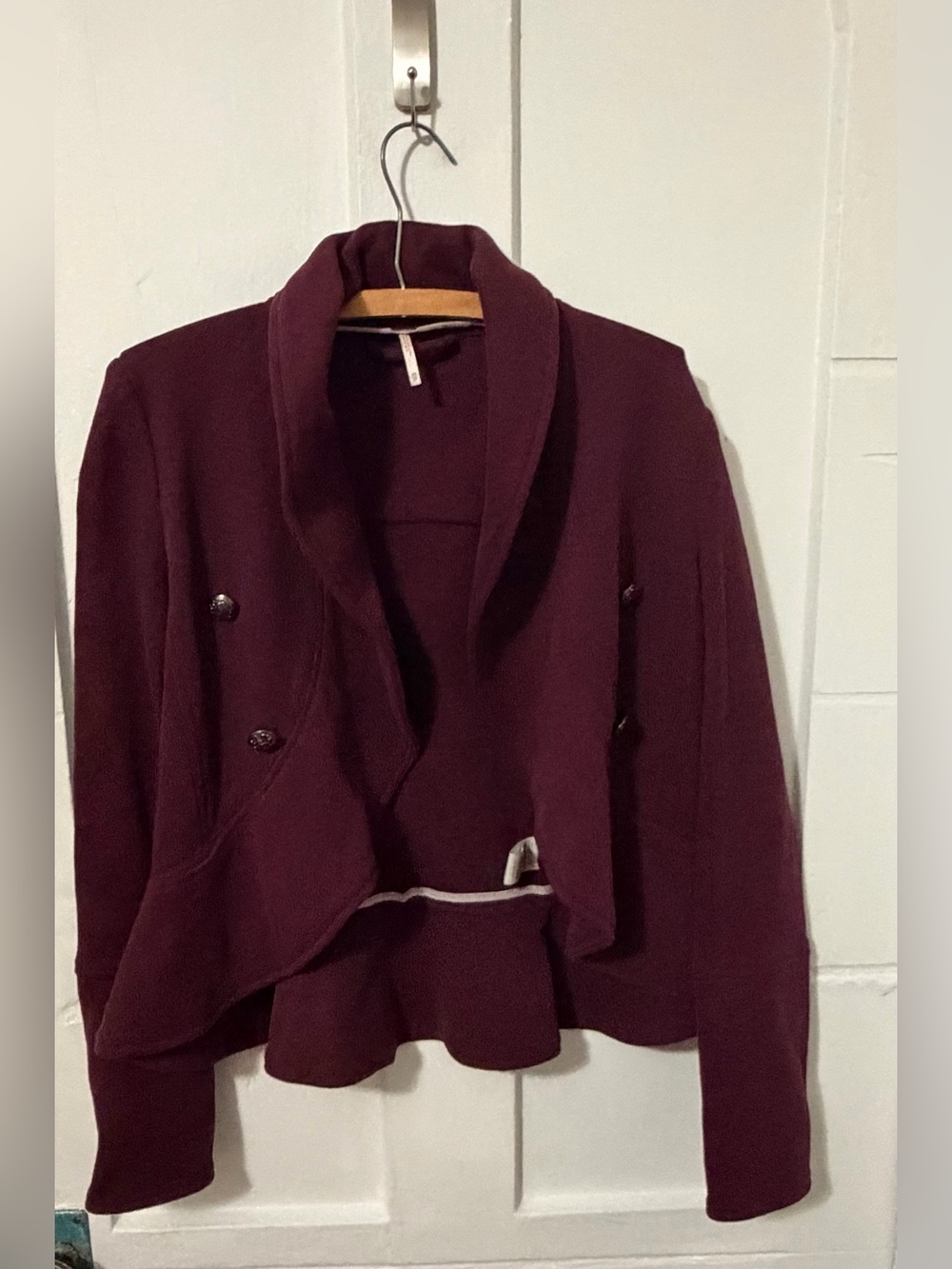 Free People Knit Jacket Cardigan 
Maroon Purple Open Front